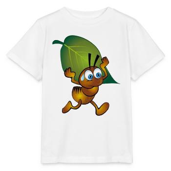 Ameise mit Blatt - Stanley/Stella Kinder T-Shirt MINI CREATOR  - Weiß - Vorne - Maike (125cm)
