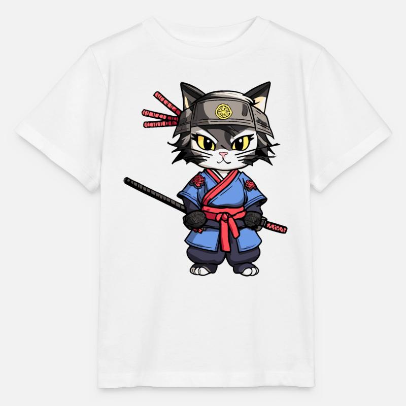 Samurai-Katze #24 - Stanley/Stella Kinder T-Shirt MINI CREATOR  - Weiß