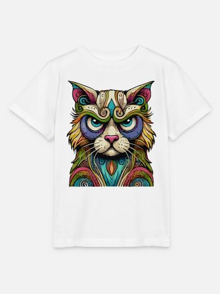 Bunter Katzenblick – Mystische Kunst - Stanley/Stella Kinder T-Shirt MINI CREATOR  - Weiß