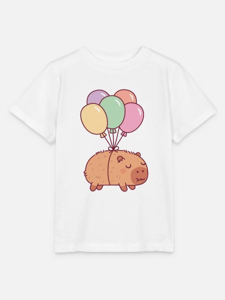Süßes Capybara mit Luftballons - Stanley/Stella Kinder T-Shirt MINI CREATOR - Weiß