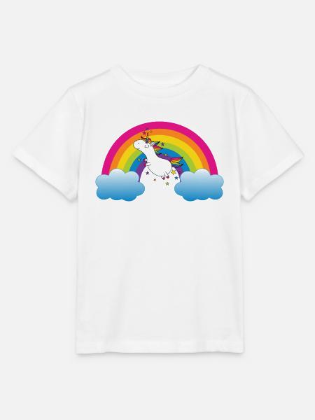 Regenbogen mit Einhorn - Stanley/Stella Kinder T-Shirt MINI CREATOR  - Weiß