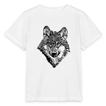 Mignon élégant portrait de loup vintage - T-shirt bio MINI CREATOR Stanley/Stella Enfant - blanc - Devant - Maike (125cm)