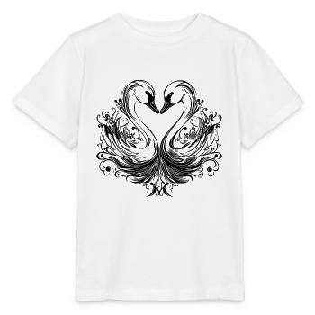 De mignons cygnes élégants en formation de cœur - T-shirt bio MINI CREATOR Stanley/Stella Enfant - blanc - Devant - Maike (125cm)