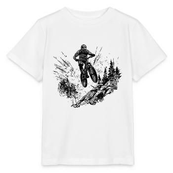 Vététistes à vélo en haut de la montagne - T-shirt bio MINI CREATOR Stanley/Stella Enfant - blanc - Devant - Maike (125cm)