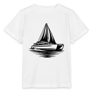 Schickes Doppelrumpf Segelboot Katamaran Segler - Stanley/Stella Kinder T-Shirt MINI CREATOR  - Weiß - Vorne - Maike (125cm)