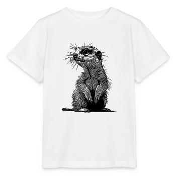 Putziges Erdmännchen mit Fell und Querstreife - Stanley/Stella Kinder T-Shirt MINI CREATOR  - Weiß - Vorne - Maike (125cm)