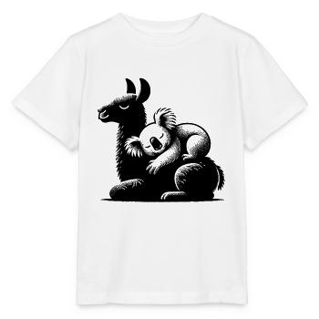 Sleeping koala on a sleeping llama - Stanley/Stella MINI CREATOR Kids’ T-Shirt - white - Front - Maike (125cm)