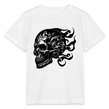 Lachender brennender grinsender Tattoo Schädel - Stanley/Stella Kinder T-Shirt MINI CREATOR  - Weiß - Vorne - Maike (125cm)