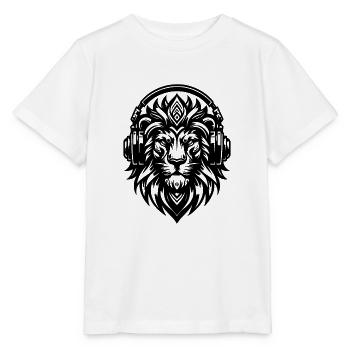 Grimmiger Löwe mit Kopfhörer - Stanley/Stella Kinder T-Shirt MINI CREATOR  - Weiß - Vorne - Maike (125cm)