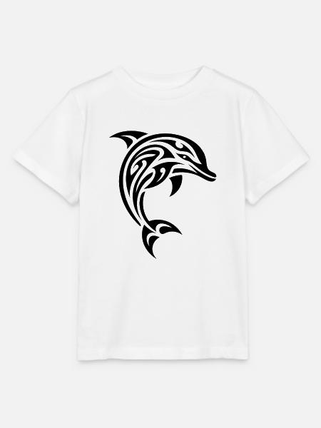 Eleganter Springender Tattoo Tümmler - Stanley/Stella Kinder T-Shirt MINI CREATOR - Weiß