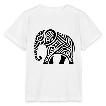 Éléphant Tribal Art tatouage avec de grandes oreilles - T-shirt bio MINI CREATOR Stanley/Stella Enfant - blanc - Devant - Maike (125cm)