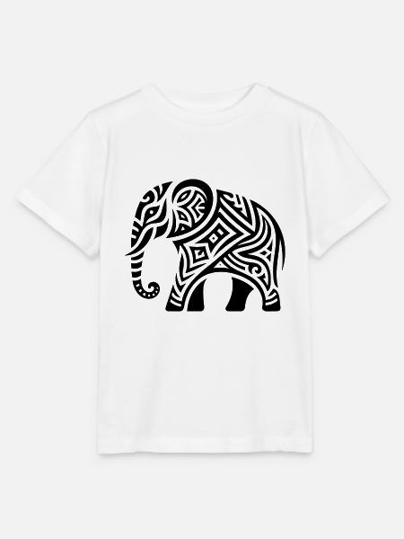 Elefanten Tribal Kunst Tattoo mit großen Ohren - Stanley/Stella Kinder T-Shirt MINI CREATOR - Weiß