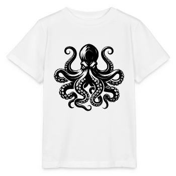 Grimmiger Oktopus mit Tentakeln und Saugnäpfen - Stanley/Stella Kinder T-Shirt MINI CREATOR  - Weiß - Vorne - Maike (125cm)