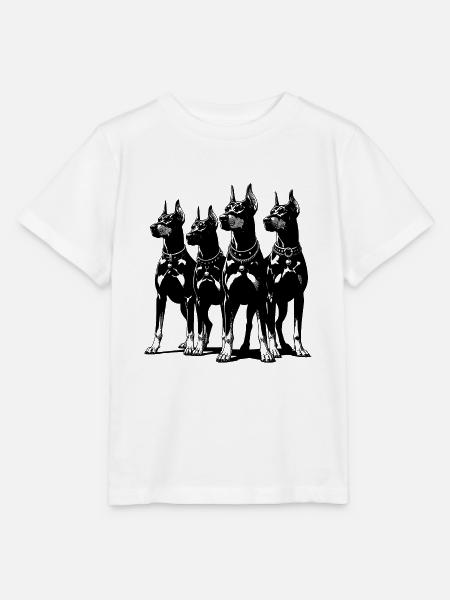 Vier schlaue wachsame Dobermänner Hunde - Stanley/Stella Kinder T-Shirt MINI CREATOR  - Weiß