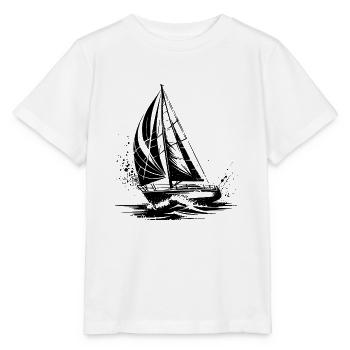 Schickes Segelboot unter Segel Splash Wellengang - Stanley/Stella Kinder T-Shirt MINI CREATOR  - Weiß - Vorne - Maike (125cm)