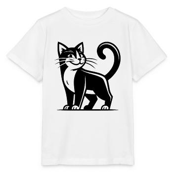 Hauskatze mit lustigem Klugscheißer Blick - Stanley/Stella Kinder T-Shirt MINI CREATOR  - Weiß - Vorne - Maike (125cm)