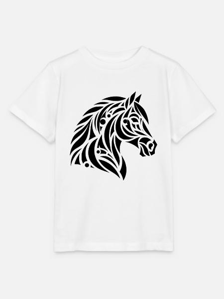 Elegantes Tribal Pferdekopf Porträt Pony Tattoo - Stanley/Stella Kinder T-Shirt MINI CREATOR - Weiß