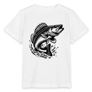 Poisson sandre sauteur - T-shirt bio MINI CREATOR Stanley/Stella Enfant - blanc - Devant - Maike (125cm)
