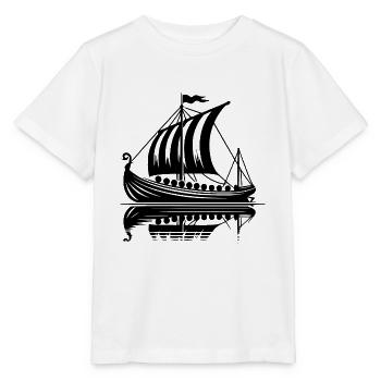 Starkes Wikinger Drachenboot mit Segel - Stanley/Stella Kinder T-Shirt MINI CREATOR  - Weiß - Vorne - Maike (125cm)