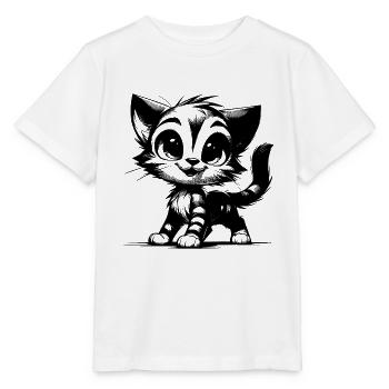 Knuddeliges Katzen Stubentiger Baby Zeichnung - Stanley/Stella Kinder T-Shirt MINI CREATOR  - Weiß - Vorne - Maike (125cm)