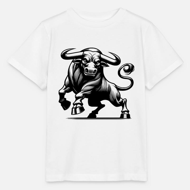 Wilder kräftiger Stier mit riesigen Hörnern - Stanley/Stella Kinder T-Shirt MINI CREATOR  - Weiß