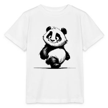 Knuddelbär Kinder Panda Baby Bleistift Skizze - Stanley/Stella Kinder T-Shirt MINI CREATOR  - Weiß - Vorne - Maike (125cm)