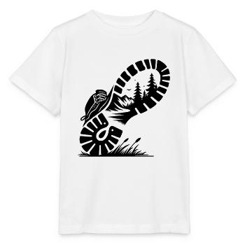 Wanderstiefel mit Natur Profil für Wanderer - Stanley/Stella Kinder T-Shirt MINI CREATOR  - Weiß - Vorne - Maike (125cm)