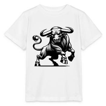 Taureau fort maléfique avec d’énormes cornes - T-shirt bio MINI CREATOR Stanley/Stella Enfant - blanc - Devant - Maike (125cm)