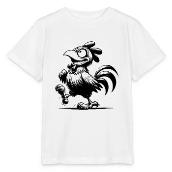 Lustige Geflügel Zeichnung Grinsender Hahn - Stanley/Stella Kinder T-Shirt MINI CREATOR  - Weiß - Vorne - Maike (125cm)