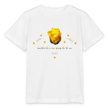 rose beautiful yellow rose - Stanley/Stella MINI CREATOR Kids’ T-Shirt - white - Front - Maike (125cm)
