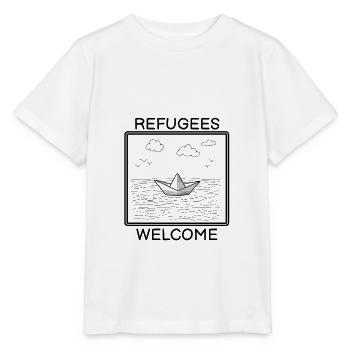 Refugees Welcome Refugee Protest Boat Gift - Stanley/Stella MINI CREATOR Kids’ T-Shirt - white - Front - Maike (125cm)