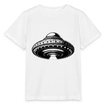 Schwebende Fliegende ungewöhnliche Untertasse - Stanley/Stella Kinder T-Shirt MINI CREATOR  - Weiß - Vorne - Maike (125cm)