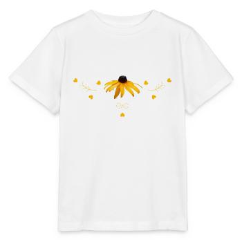 Fleur jaune d’échinacée - T-shirt bio MINI CREATOR Stanley/Stella Enfant - blanc - Devant - Maike (125cm)