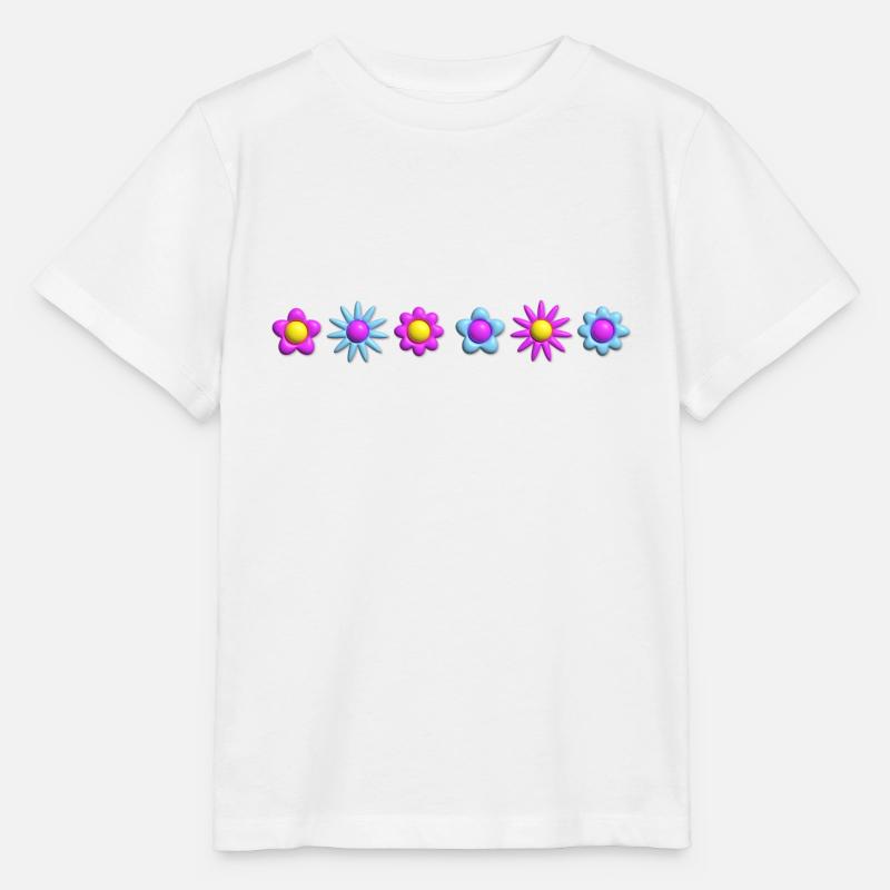 Flowers Blossoms in Row 3D - Stanley/Stella MINI CREATOR Kids’ T-Shirt - white