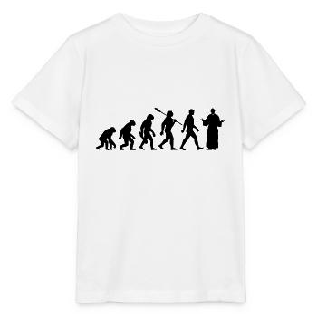 Evolution - Pfarrer - Kirche - Religion - Stanley/Stella Kinder T-Shirt MINI CREATOR  - Weiß - Vorne - Maike (125cm)