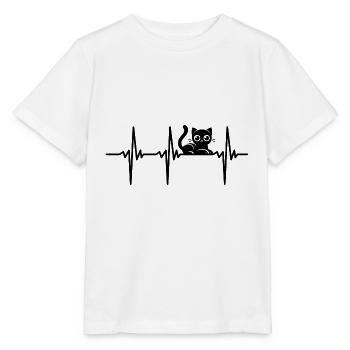 Heartbeat for cuddly cats - Stanley/Stella MINI CREATOR Kids’ T-Shirt - white - Front - Maike (125cm)