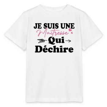 Je suis une Maîtresse qui déchiiiire - T-shirt bio MINI CREATOR Stanley/Stella Enfant - blanc - Devant - Maike (125cm)