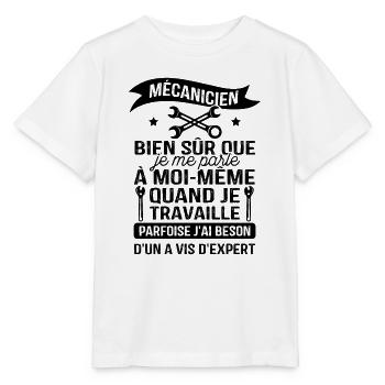 Mécanicien, bien sûr que je me parle à moi-même - T-shirt bio MINI CREATOR Stanley/Stella Enfant - blanc - Devant - Maike (125cm)