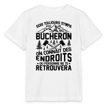 Sois toujours sympa avec un bûcheron - T-shirt bio MINI CREATOR Stanley/Stella Enfant - blanc - Devant - Maike (125cm)