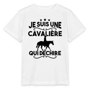 Je suis une cavalière qui déchire - T-shirt bio MINI CREATOR Stanley/Stella Enfant - blanc - Devant - Maike (125cm)