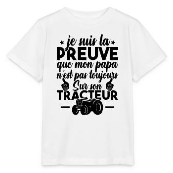 Preuve que mon papa tracteur, Papa agriculteur - T-shirt bio MINI CREATOR Stanley/Stella Enfant - blanc - Devant - Maike (125cm)