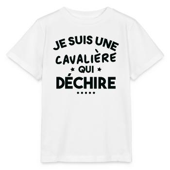Je suis Une cavalière Qui déchire - T-shirt bio MINI CREATOR Stanley/Stella Enfant - blanc - Devant - Maike (125cm)