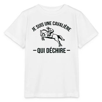 Je suis Une cavalière Qui déchire - T-shirt bio MINI CREATOR Stanley/Stella Enfant - blanc - Devant - Maike (125cm)