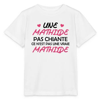 Une Mathilde pas chiante ce n est pas une vraie - T-shirt bio MINI CREATOR Stanley/Stella Enfant - blanc - Devant - Maike (125cm)