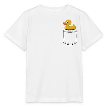 Meine Gummi-Ente in der Tasche - Brusttasche - Stanley/Stella Kinder T-Shirt MINI CREATOR  - Weiß - Vorne - Maike (125cm)