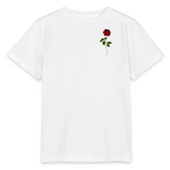 Rose Rouge tige verte - T-shirt bio MINI CREATOR Stanley/Stella Enfant - blanc - Devant - Maike (125cm)