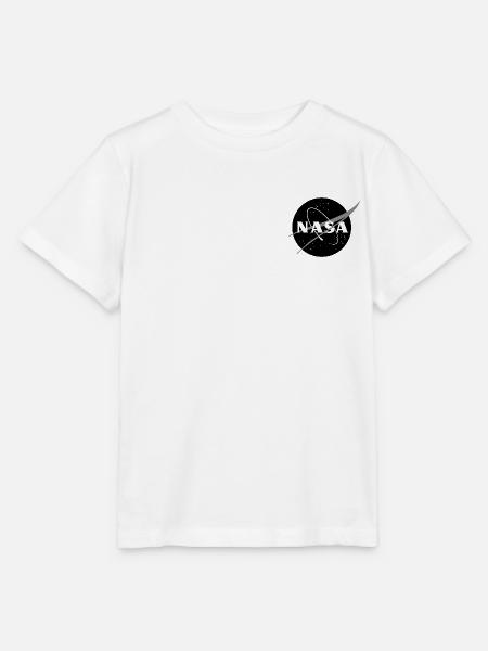 NASA Zwart-Wit Klassiek Logo Als Borstlogo - Stanley/Stella T-shirt MINI CREATOR til børn - hvid