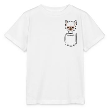 Mon lama dans la poche - Poche poitrine - T-shirt bio MINI CREATOR Stanley/Stella Enfant - blanc - Devant - Maike (125cm)