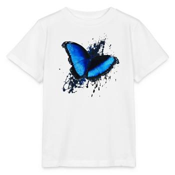 Butterfly in flight blue by Mrs Peanut - Stanley/Stella MINI CREATOR Kids’ T-Shirt - white - Front - Maike (125cm)