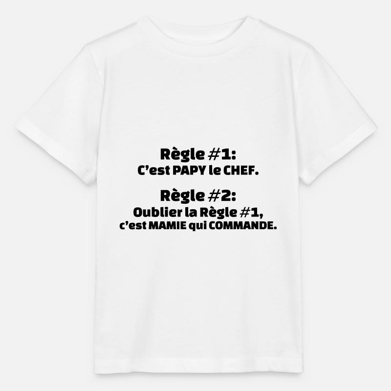 règle 1 c'est papy le chef règle 2 oublier règle 1 - T-shirt bio MINI CREATOR Stanley/Stella Enfant - blanc